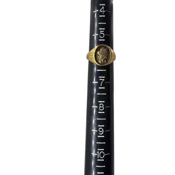 Victorian Gilded Age Woman Wearing Hat Avon 18K HGE Sterling Silver Ring Size 6 - Picture 12 of 15